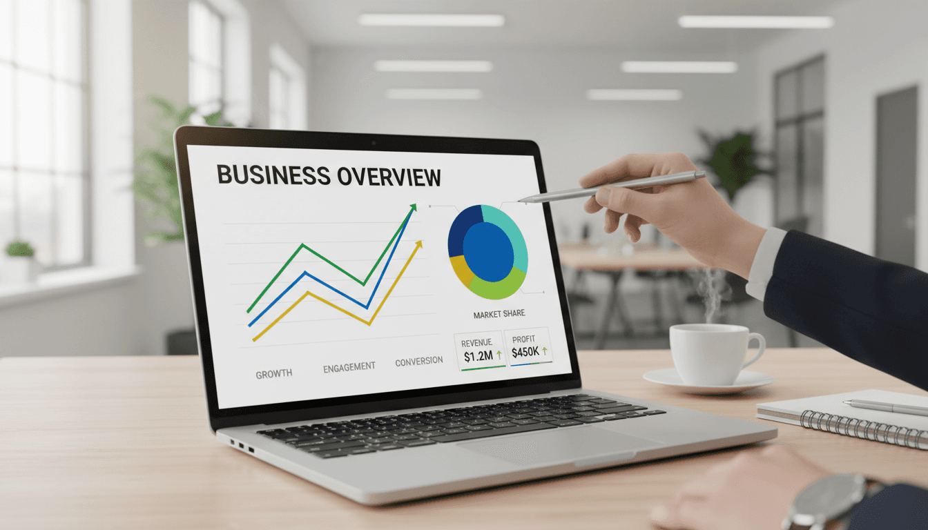 Modern analytics dashboard displaying charts and data on a computer screen